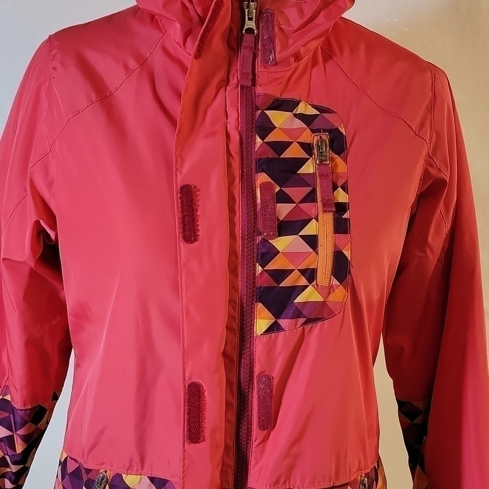 LANDS End Kids pink orange purple jacket coat with zip pockets size 14 - Picture 6 of 16